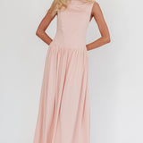 Dorothea High Cowl Open Back Maxi Dress Dusty Pink