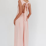Dorothea High Cowl Open Back Maxi Dress Dusty Pink