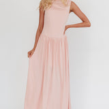Dorothea High Cowl Open Back Maxi Dress Dusty Pink