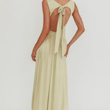 Dorothea High Cowl Open Back Maxi Dress Sage