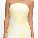 Antonella Strapless Waist Sash Maxi Dress Marbled Yellow