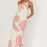 We Belong Together One-Shoulder Maxi Dress Floral Pink