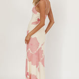 We Belong Together One-Shoulder Maxi Dress Floral Pink