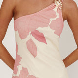 We Belong Together One-Shoulder Maxi Dress Floral Pink