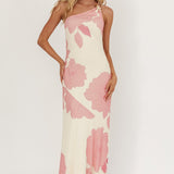 We Belong Together One-Shoulder Maxi Dress Floral Pink