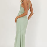 We Belong Together One-Shoulder Buckle Maxi Dress Mint