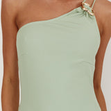 We Belong Together One-Shoulder Buckle Maxi Dress Mint