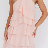 Southern Belles Halterneck Ruffle Mini Dress Pink