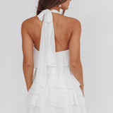 Southern Belles Halterneck Ruffle Mini Dress White