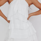 Southern Belles Halterneck Ruffle Mini Dress White