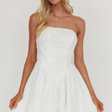 Fiora Basque Waist Strapless Mini Dress White