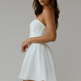 Fiora Basque Waist Strapless Mini Dress White