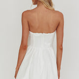 Fiora Basque Waist Strapless Mini Dress White