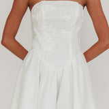 Fiora Basque Waist Strapless Mini Dress White