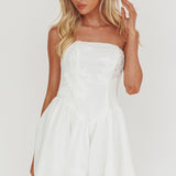 Fiora Basque Waist Strapless Mini Dress White