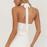 Somewhere New Gold Ring Halter Top White