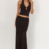 Somewhere New Half Sheer Maxi Skirt Black