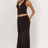Somewhere New Half Sheer Maxi Skirt Black