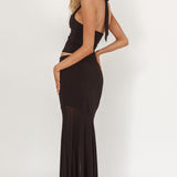 Somewhere New Half Sheer Maxi Skirt Black