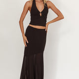 Somewhere New Half Sheer Maxi Skirt Black