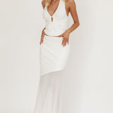 Somewhere New Half Sheer Maxi Skirt White