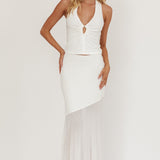 Somewhere New Half Sheer Maxi Skirt White