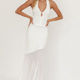 Somewhere New Half Sheer Maxi Skirt White