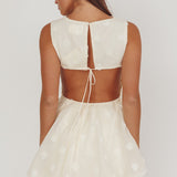Tealy Cut-Out Back Bubble Mini Dress Cream