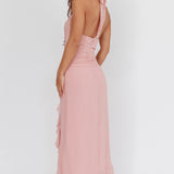 Logen Cowl Halterneck Maxi Dress Blush