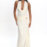 Logen Cowl Halterneck Maxi Dress Eggshell