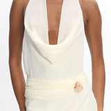 Logen Cowl Halterneck Maxi Dress Eggshell