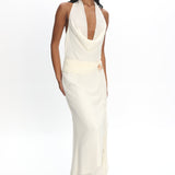 Logen Cowl Halterneck Maxi Dress Eggshell