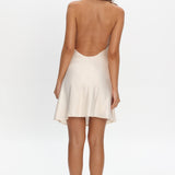 Elarah High Cowl Halterneck Mini Dress Pearl
