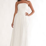 Adalynne Strapless Bow Back Maxi Dress White