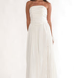 Adalynne Strapless Bow Back Maxi Dress White