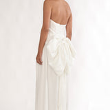 Adalynne Strapless Bow Back Maxi Dress White