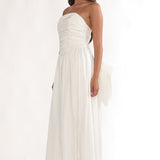 Adalynne Strapless Bow Back Maxi Dress White