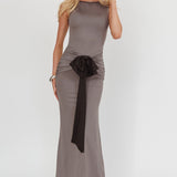 Weekend Vibes Bow Feature Maxi Dress Charcoal