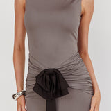 Weekend Vibes Bow Feature Maxi Dress Charcoal