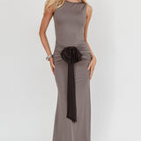 Weekend Vibes Bow Feature Maxi Dress Charcoal
