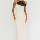 Lonnie Neckline Decoration Maxi Dress Cream
