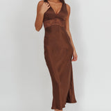 So Sweet Lace Trim Maxi Dress Chocolate