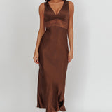 So Sweet Lace Trim Maxi Dress Chocolate