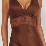 So Sweet Lace Trim Maxi Dress Chocolate