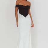 Yasmine Contrasting Bodice Maxi Dress Black/White
