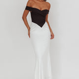 Yasmine Contrasting Bodice Maxi Dress Black/White