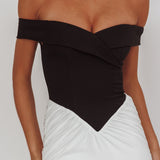 Yasmine Contrasting Bodice Maxi Dress Black/White