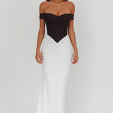 Yasmine Contrasting Bodice Maxi Dress Black/White