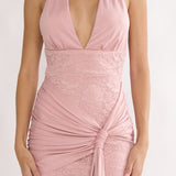 Adair Halterneck Waist Sash Mini Dress Blush