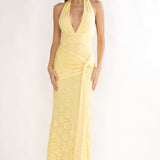 Adair Halterneck Waist Sash Maxi Dress Lace Butter
